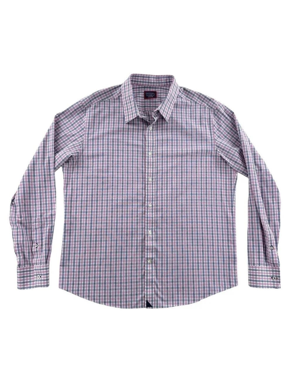 UNTUCKit Pink/Blue Check Slim Fit Wrinkle Free Button Front Shirt XL